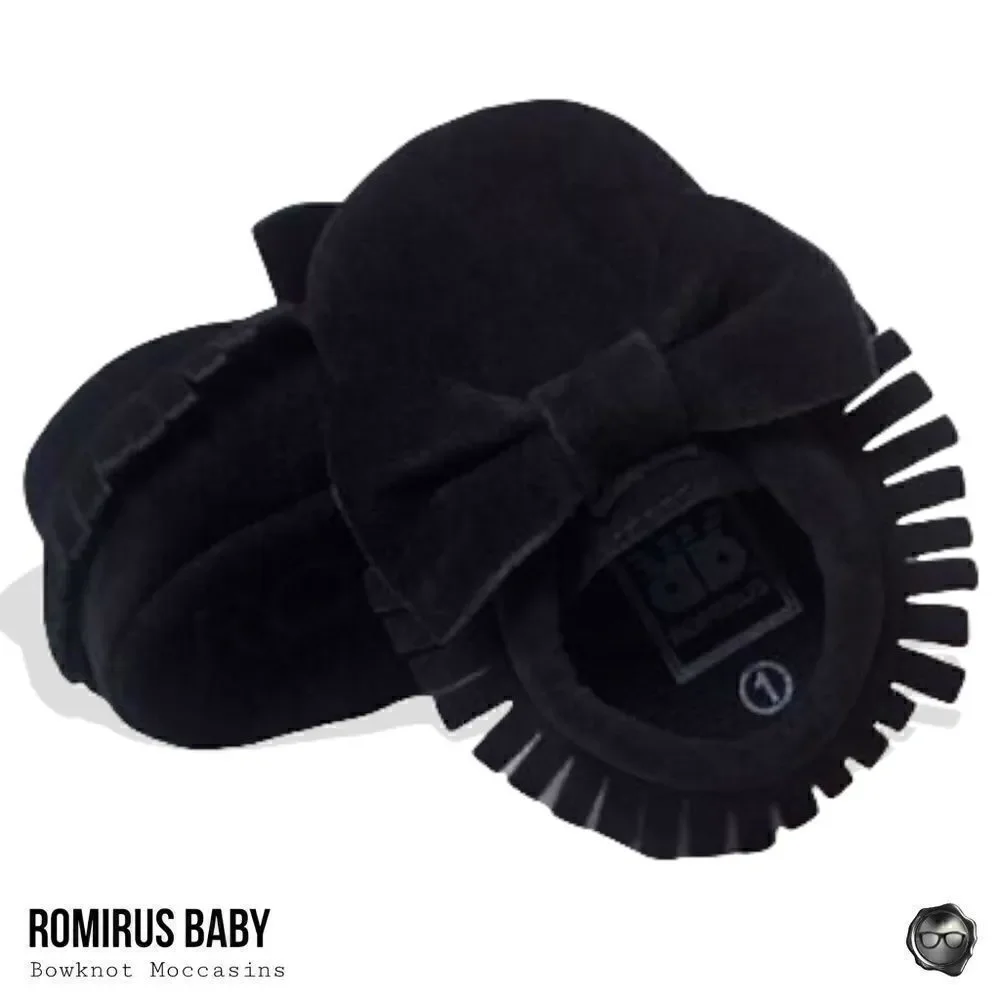 FIRST WALKERS SLIP-ON BABY MOCCASIN SHOES IN BLACK SUEDE VEGAN LEATHER UNISEX